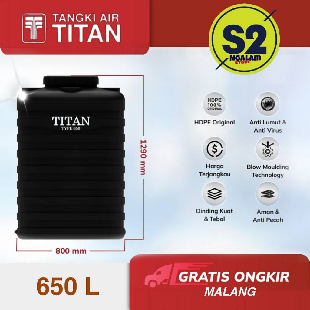 Tandon Air /Toren Air/Tangki Air Titan 650 Liter (Invoice)