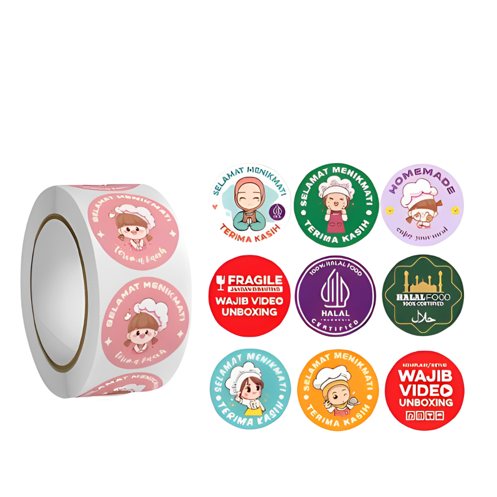 

Stiker Label Halal Terima Kasih 500 Pcs Stiker Makanan Minuman Bulat 2.5 cm Roll Unik Kekinian
