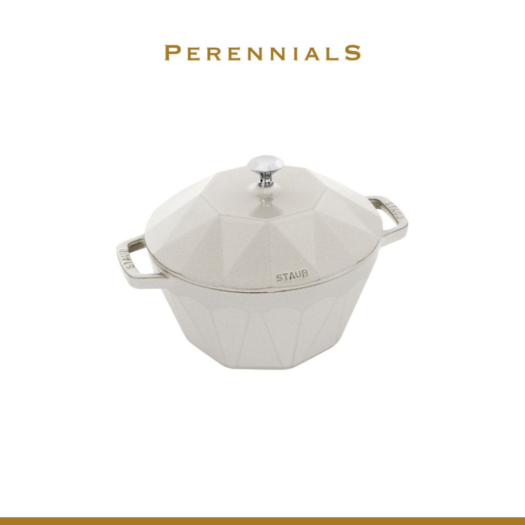 Panci Staub Diamond Cocotte 22cm White Truffle Special Shape Panci Prancis
