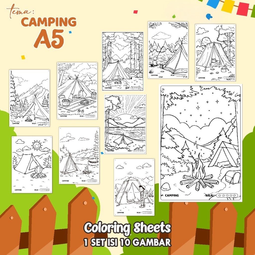 

(A5) KERTAS MEWARNAI ANAK - COLORING SHEETS KODE CAMPING - LEMBAR MEWARNAI ANAK PAUD/TK/SD