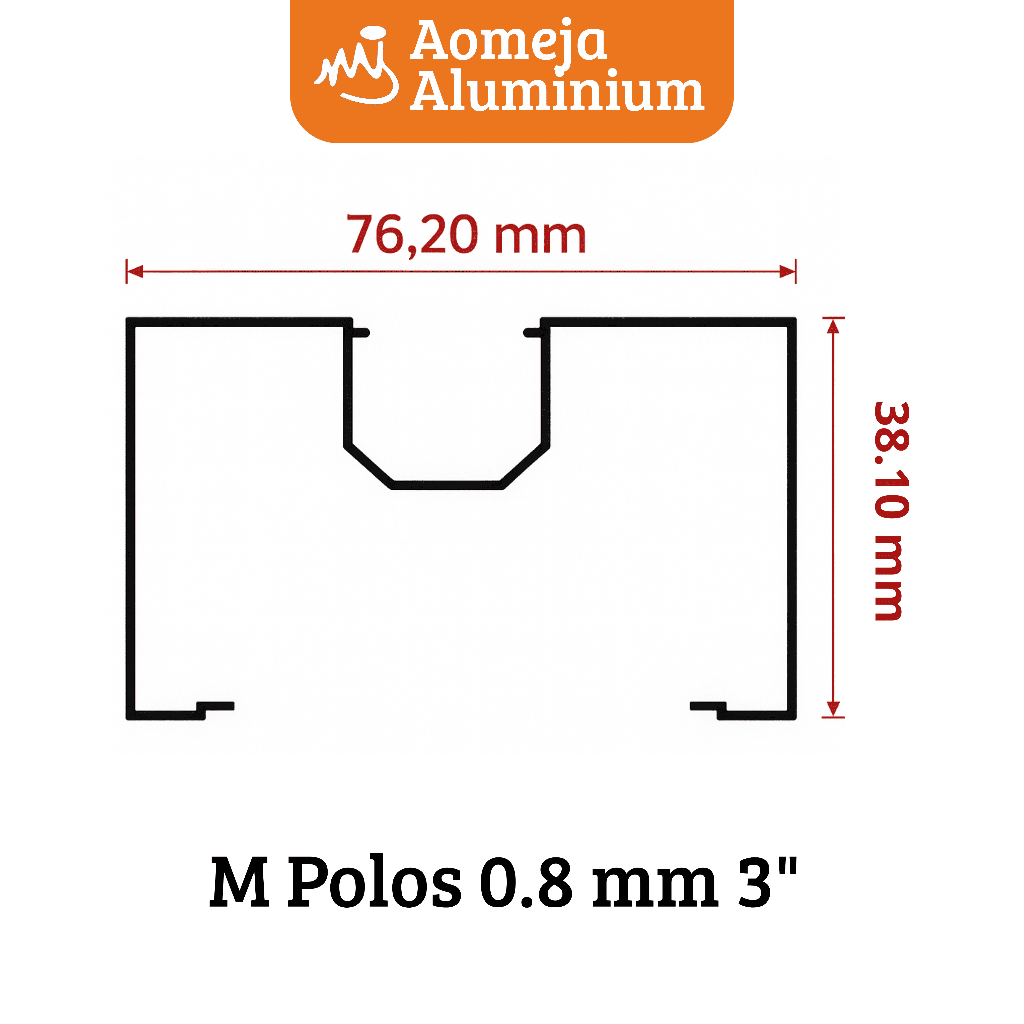 0429 M Polos 0.8 mm 6 mur / Aluminium Kusen Profil 3 inch