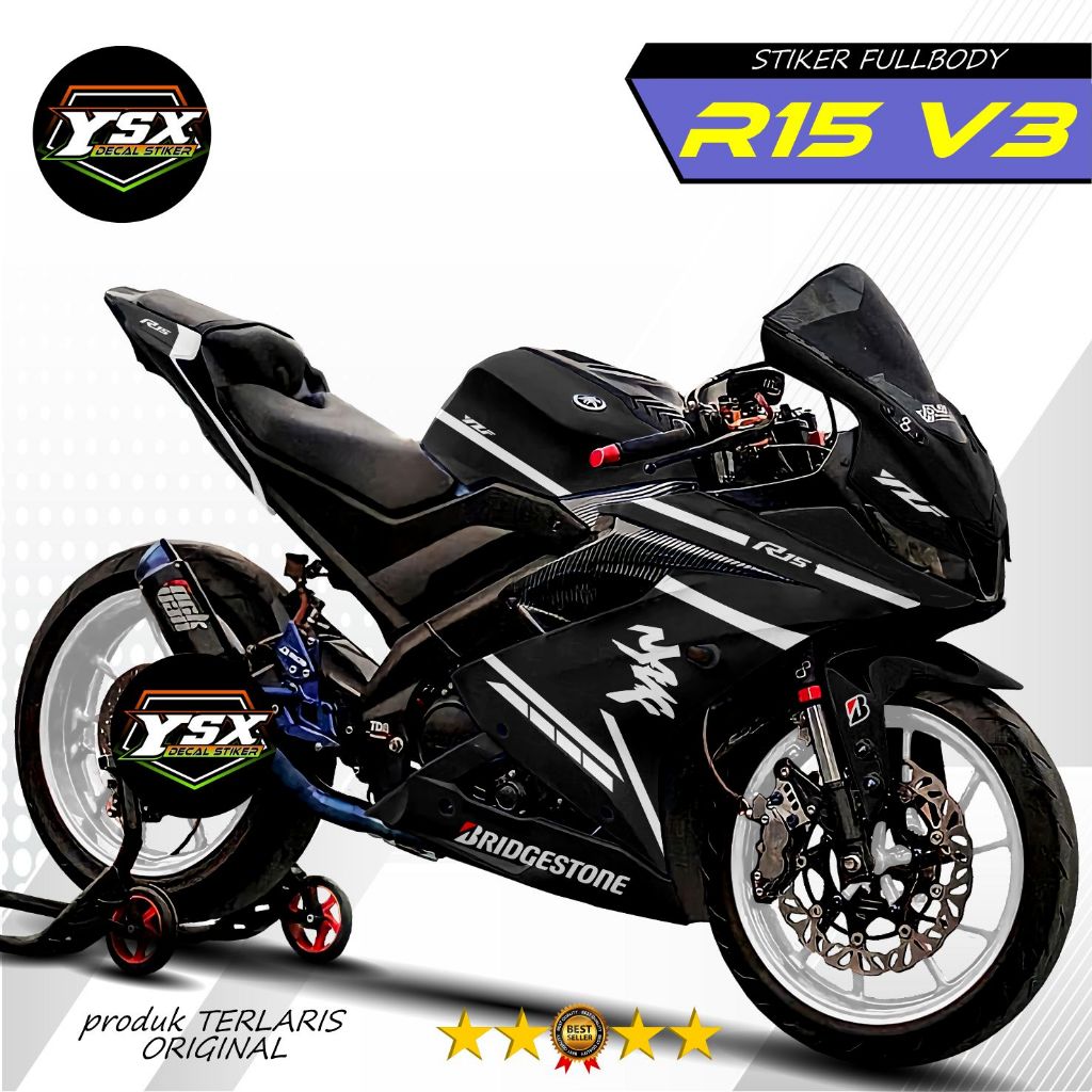 Decal R15 V3 Stiker Fullbody Hitam ccc
