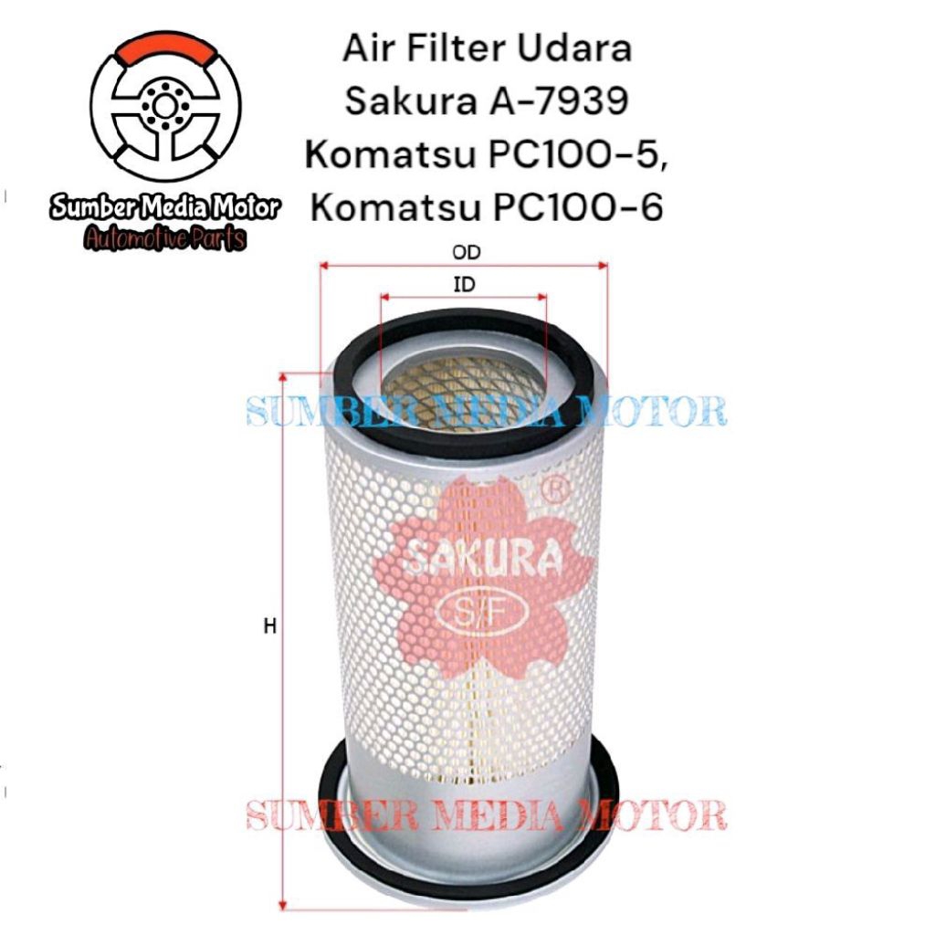 Sakura Air Filter Udara A-7939 Komatsu PC100-5, Komatsu PC100-6