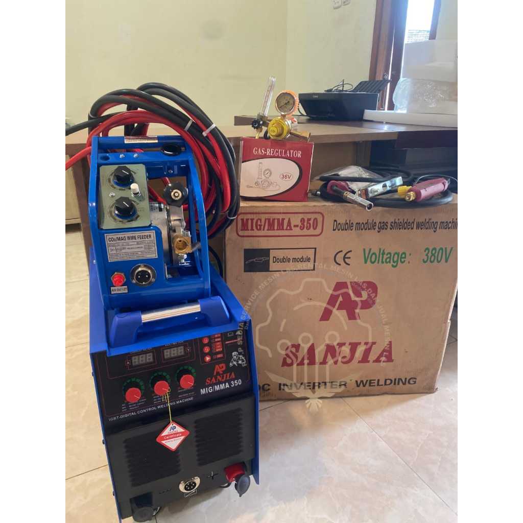 MESIN LAS MIG CO2 350A AP SANJIA MESIN LAS CO2 MIG 350 AMPERE AP SANJIA LAS INVERTER FCAW 3 PHASE SA