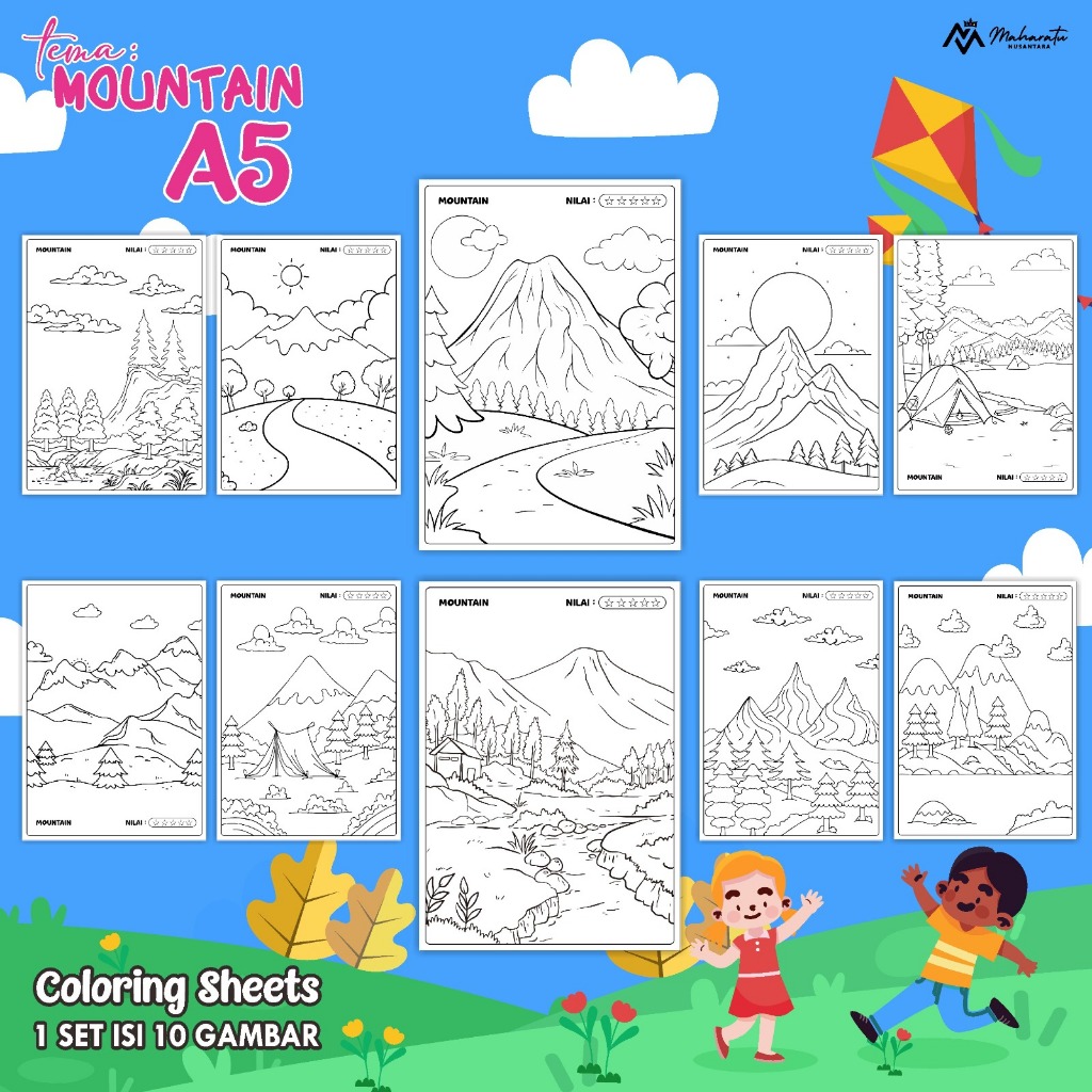 

KERTAS MEWARNAI EDUKASI ANAK TEMA MOUNTAIN READY STOCK - COLORING SHEET ISI 10 LEMBAR UKURAN A5