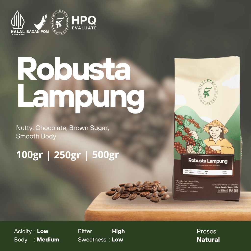 

CELEBES COFFEE - Kopi Robusta Lampung - 100gr / 250gr / 500gr - Biji / Bean / Bubuk