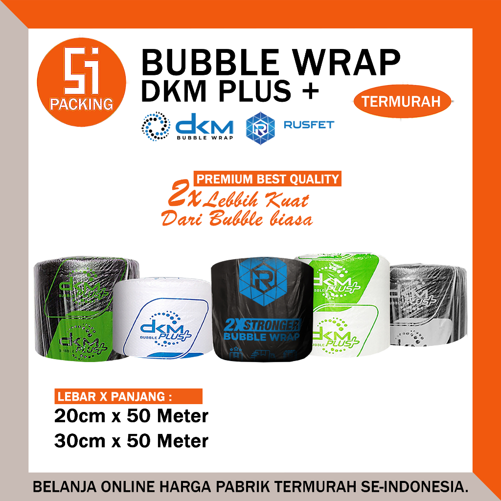 

Plastik Bubble Wrap DKM 30cm 20cm x 50m Putih Bening & Hitam Packing Roll