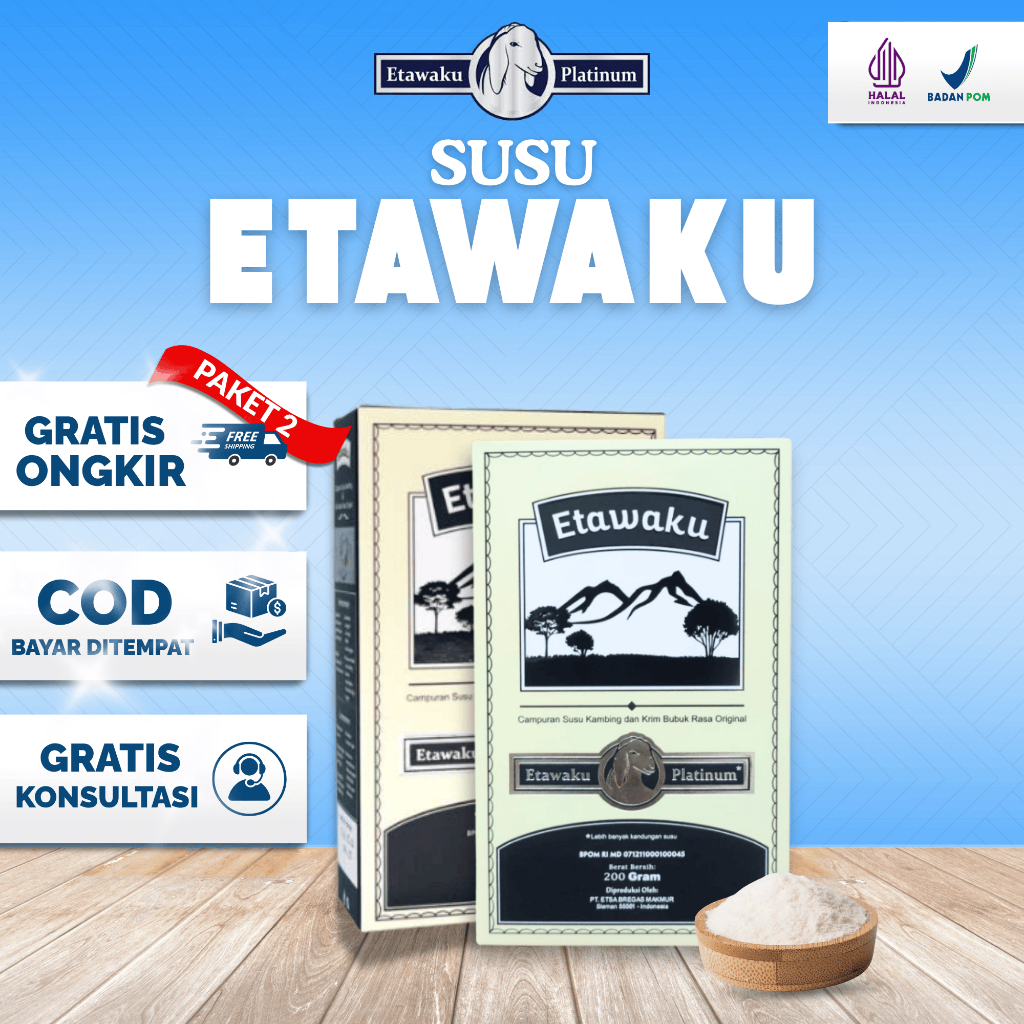

Etawaku Platinum Susu Original Atasi Asam Urat Dan Masalah Pernafasan ( Paket 2 BOX )