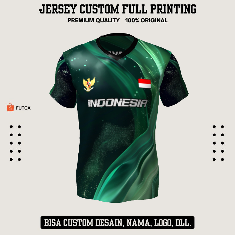Kaos Jersey Futsal Hitam Hijau Motif Abstrak 255 - Jersey Baju Olahraga Custom Full Printing