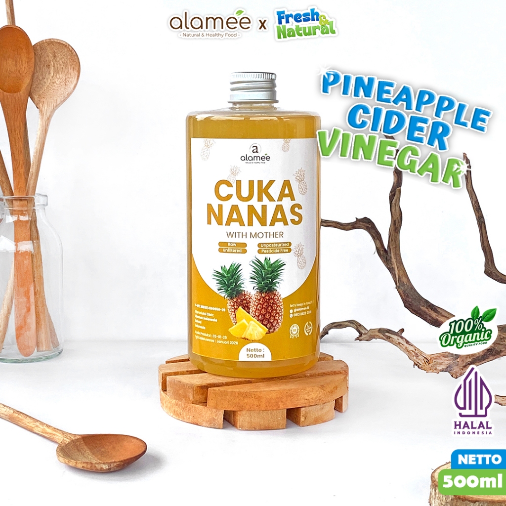 

ALAMEE Cuka Nanas Original Pineapple Cider Vinegar With Mother Organik Asli 500ml fresh and natural
