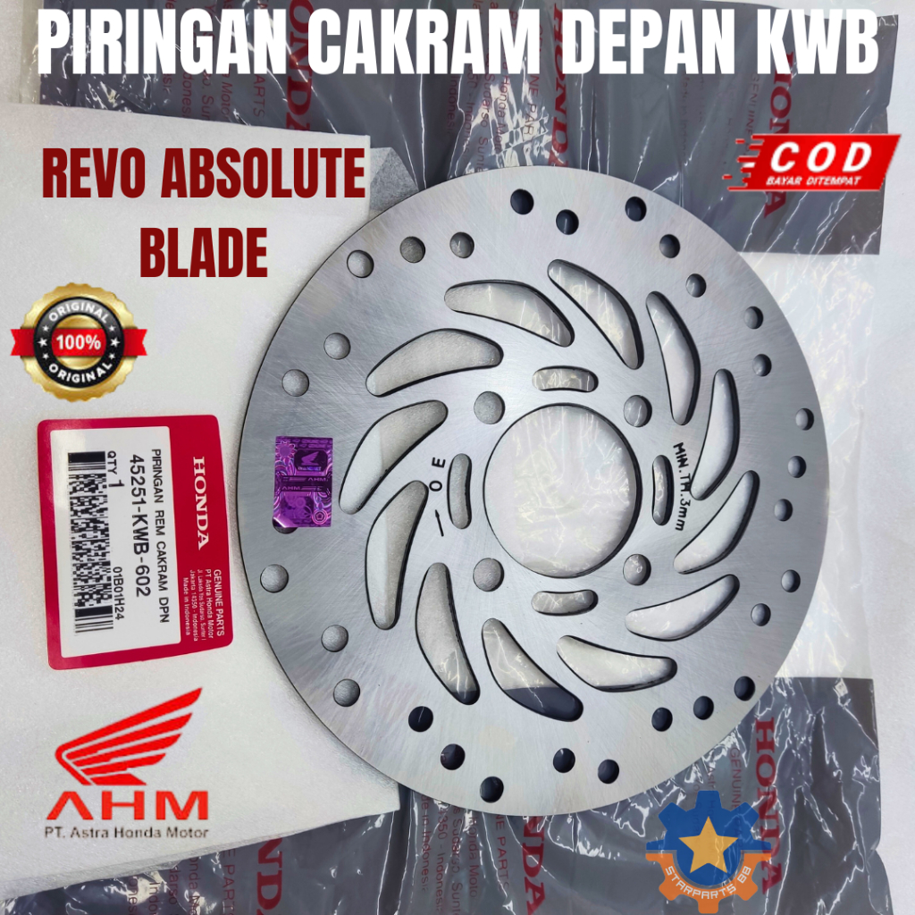 PIRINGAN CAKRAM DEPAN HONDA KWB REVO ABSOLUTE BLADE ORISINIL ASLI AHM DISC BRAKE
