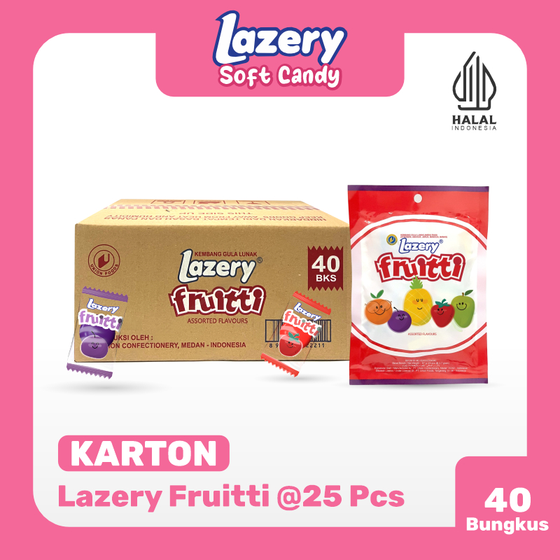

1 Karton Permen Lazery Fruitti | 1 KARTON isi 40 Bungkus (1 Bungkus @ 25 PCS )