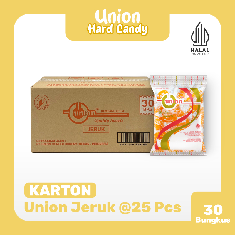

1 Karton Permen Union Jeruk | 1 KARTON isi 30 Bungkus (1 Bungkus @ 25 PCS )