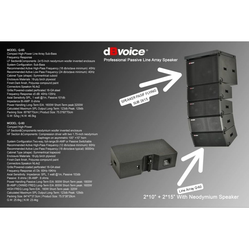 SPEAKER PASIF DBVOICE LINE ARRAY Q-65
