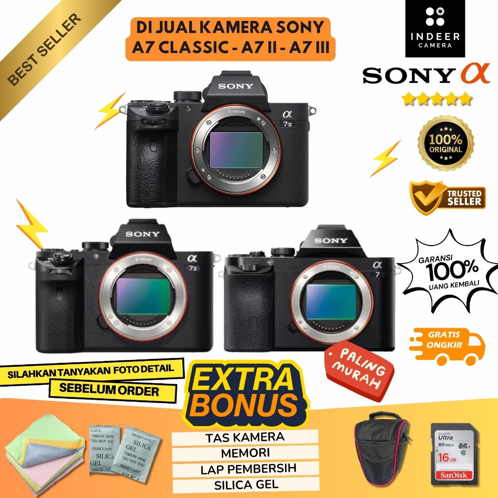 KAMERA MIRORRLESS SONY A7 CLASSIC A7II MARK II A7III III BO WI-FI ( NO VIGNET, GARANSI, MULUS  )