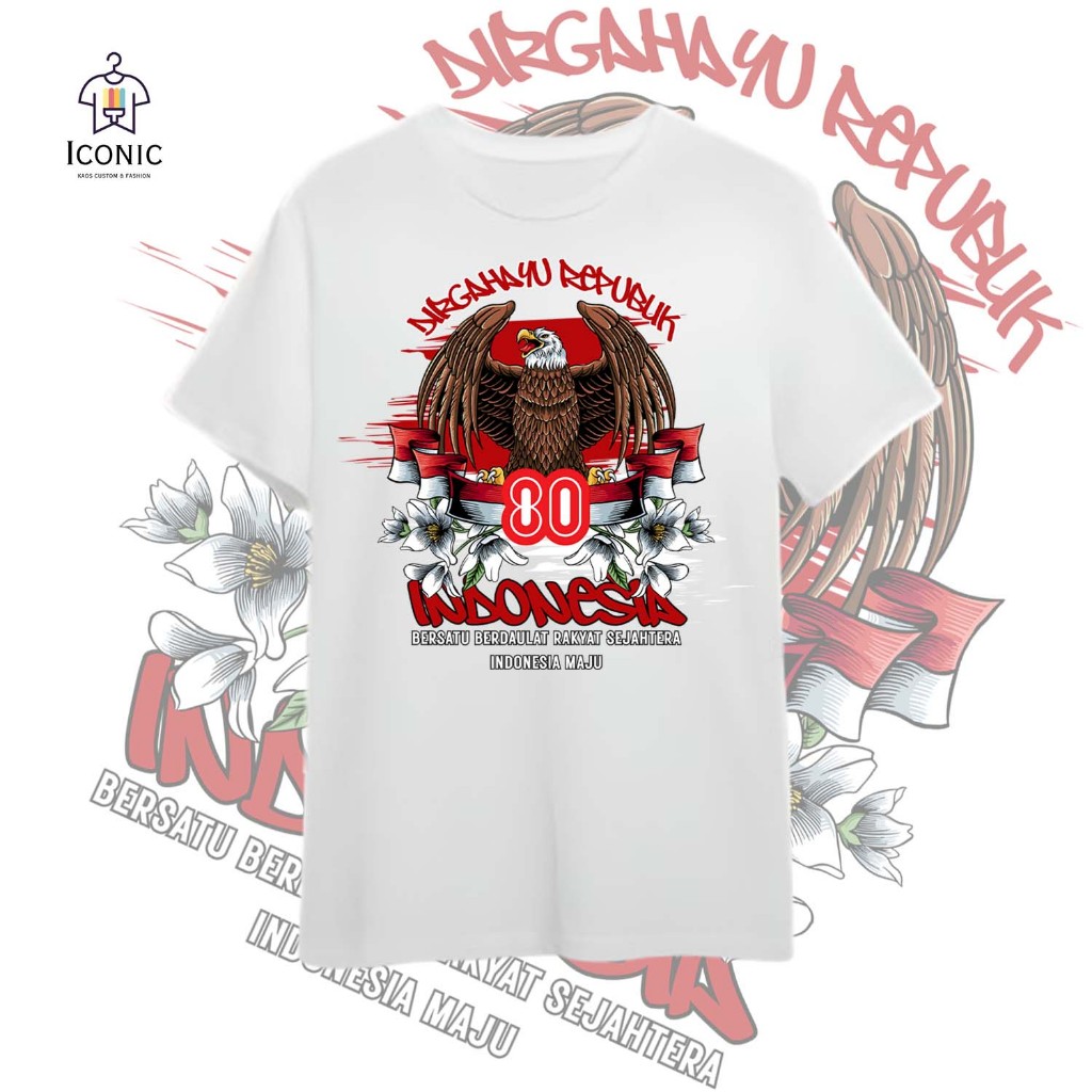 KAOS KEMERDEKAAN INDONESIA 80TH PRIA WANITA KAOS INDONESIA Series Kemerdekaan Dirgahayu 80 - Baju Ag