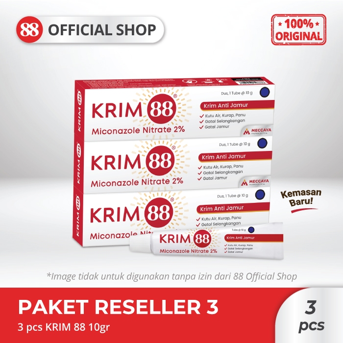 KRIM 88 ANTI JAMUR 10g 3 pcs | Krim Anti Infeksi & Gatal Jamur Miconazole Nitrate 2% | Cepat Meresap