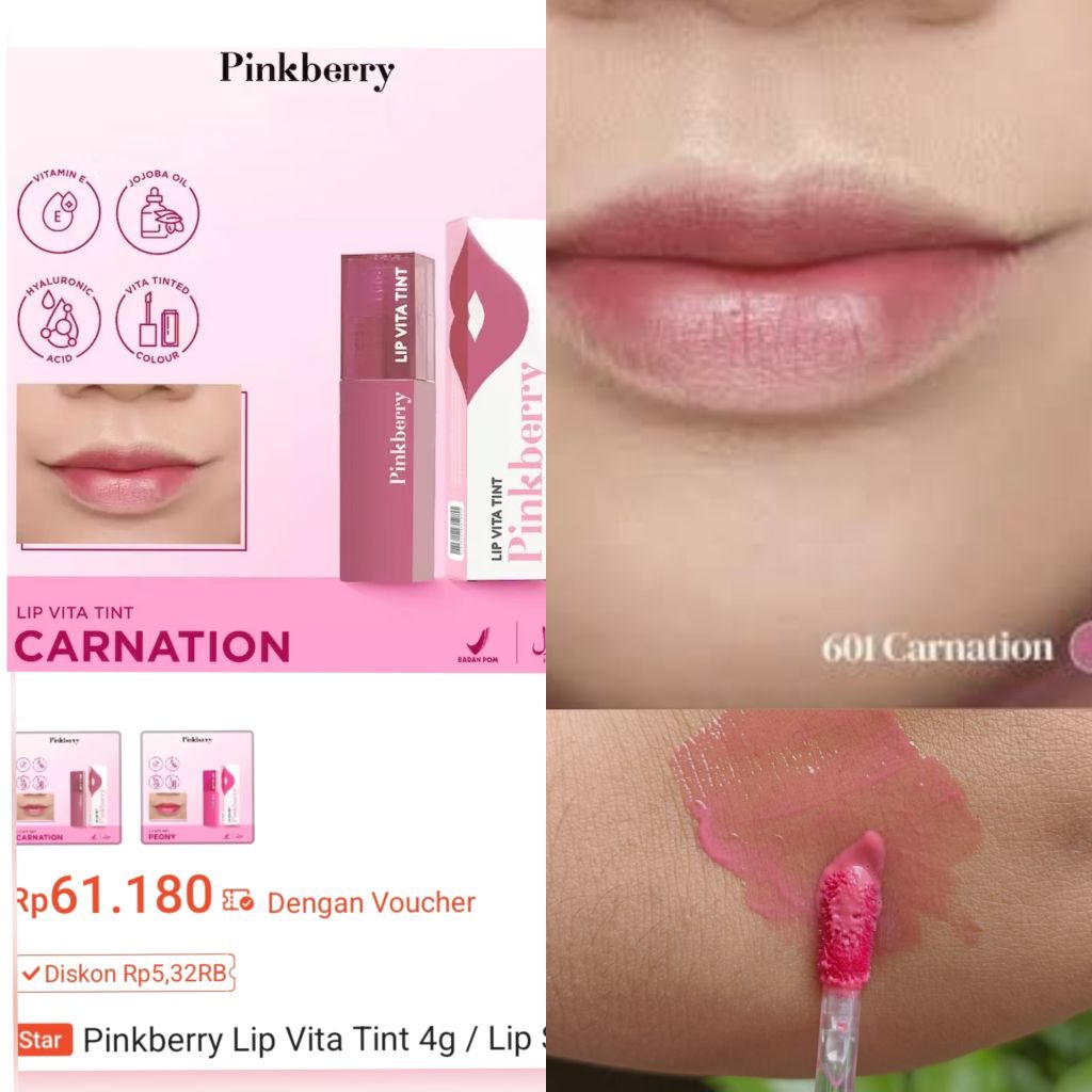 Pinkberry Lip Vita Tint 601 Carnation