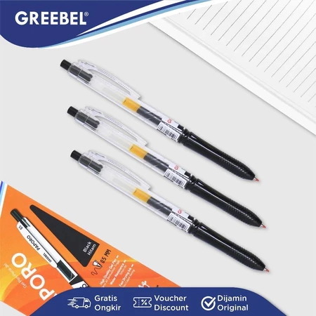 

(1 PACK) GREEBEL GEL PEN / PULPEN GEL PAPORO 0.5MM HITAM