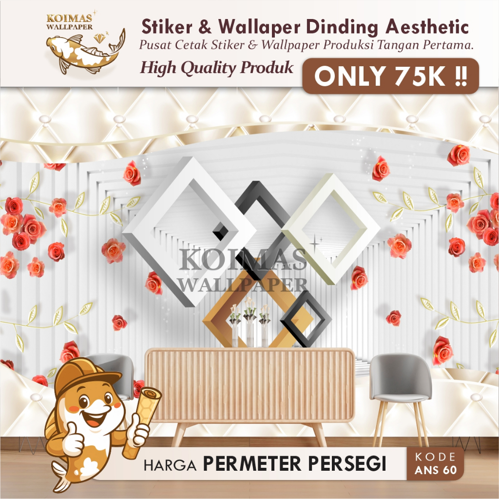 Sticker Dinding 3D Wallpaper Motif Bunga 3D Stiker Bunga Elegan Wallpaper Dinding3D Motif Bunga Mawa
