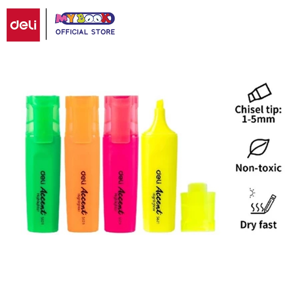 

Deli Highlighter Warna Terang dan nyata tahan lama 2 minggu tanpa tutup ES621 - 1 Pcs