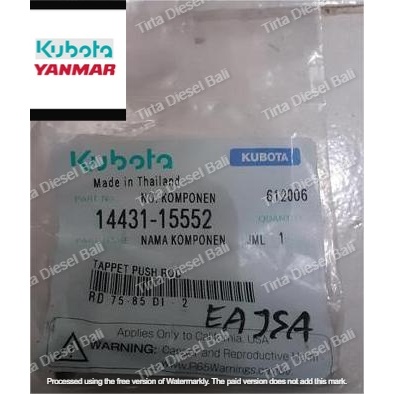 KUBOTA TAPPET VALVE PUSH ROD BOTOL KLEP TEMLAR RD 75- 85 DI - 2 14431-15552 ORIGINAL