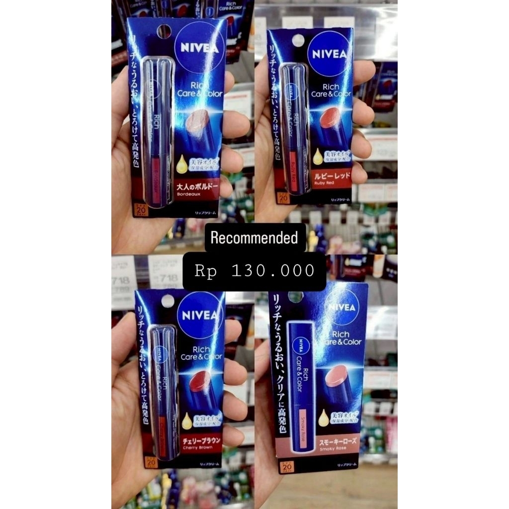Nivea Rich Care & Color Lip Care Lip Balm Original Handcarry Jastip Jepang Pelembab Bibir Ruby Red C