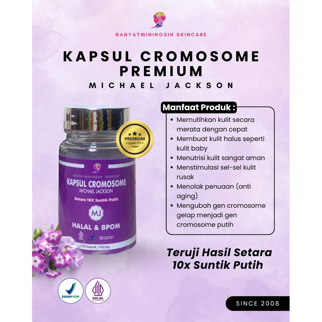 Kapsul MJ Pemutih PERMANEN  Cromosome MichaelJackson Level2 Setara 10X Suntik Putih Nany Atminingsih