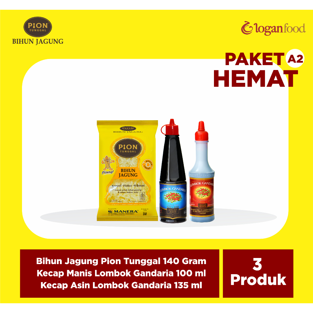 

PAKET HEMAT (A2) - BIHUN KUNING - KECAP ASIN 135 ML- KECAP MANIS 100KP
