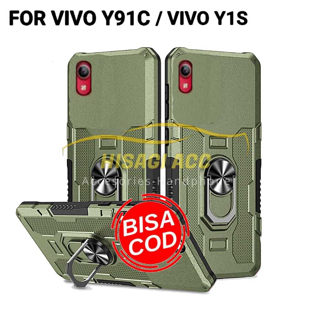 CASING HP UNTUK VIVO Y91C / Y1S CASE ROBOT HIT EYE RING CASING STANDING NEW COVER