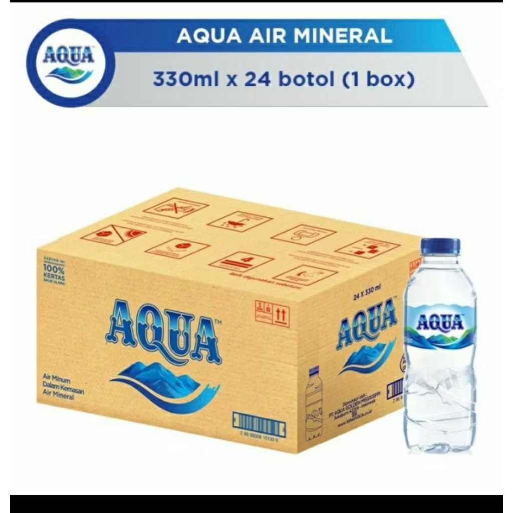 

Air Mineral AQUA 1 karton isi 24botol @330ml @600ml @1500ml