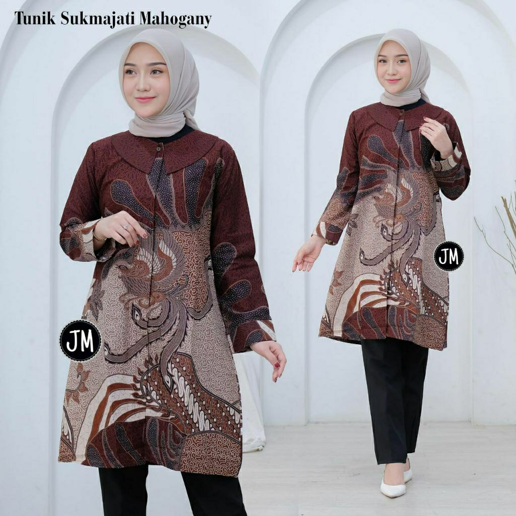 Batik Tunik Mahogany Sukmajati Couple Batik Kerja Kantor Seragam Batik Kantor Batik Katun Jumbo