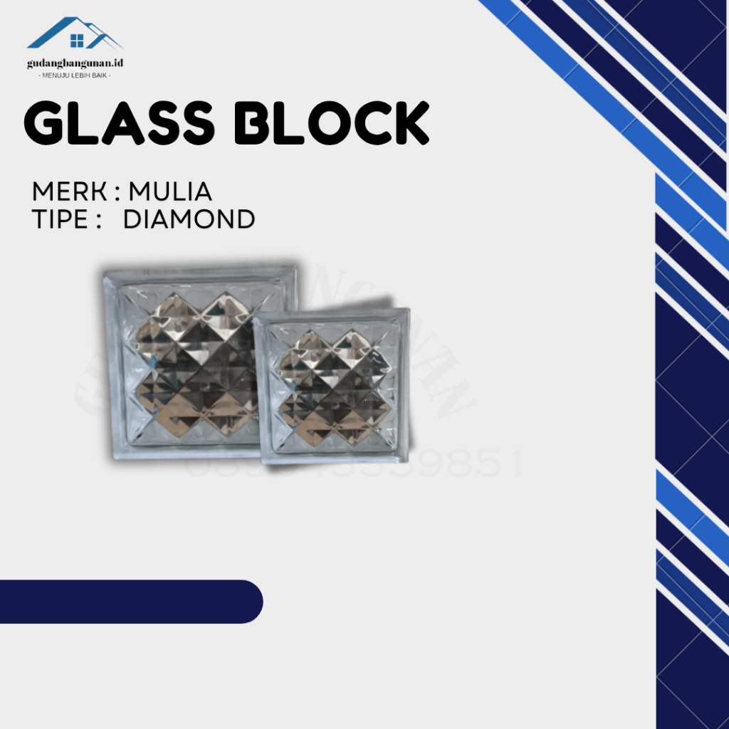 Roster Kaca Glass Block Diamond packingan kayu