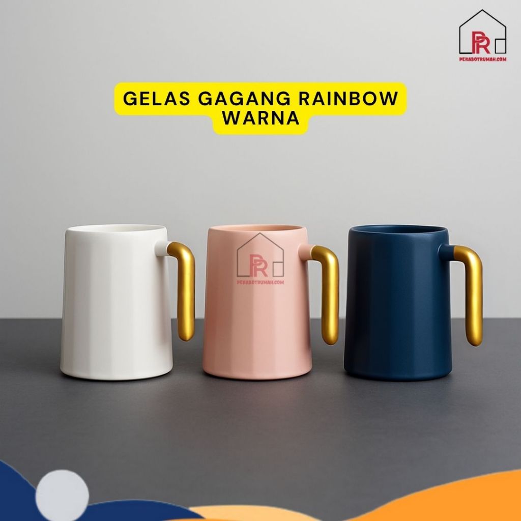 Gelas Aesthetic Pelangi - PRABOTMAMA/ Gelas Estetik Warna/ Gelas Warna Pastel/ Mug Estetik