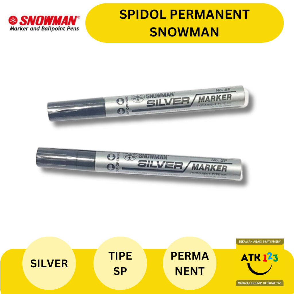 

SNOWMAN Spidol Permanent Marker Silver / Perak Medium Tip SP / Fine Tip FSP