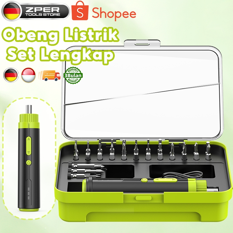 ZPER Obeng Set Lengkap Bor Baterai Listrik Mini Elektrik Cordless Mesin Kecil Toolkit Peralatan
