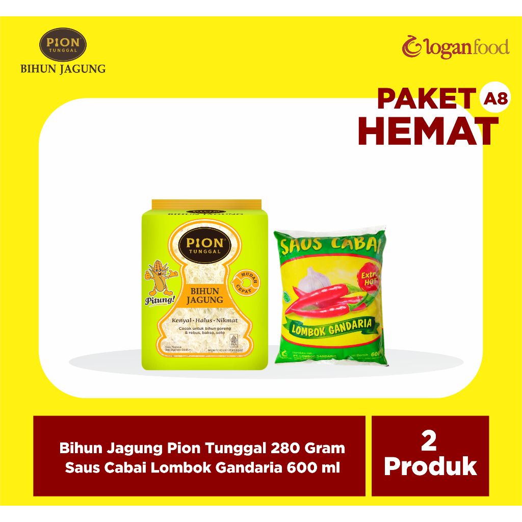

PAKET HEMAT (A8) - BIHUN JAGUNG HIJAU 280G - SAUS CABAI LOMBOK GANDARIA 600R