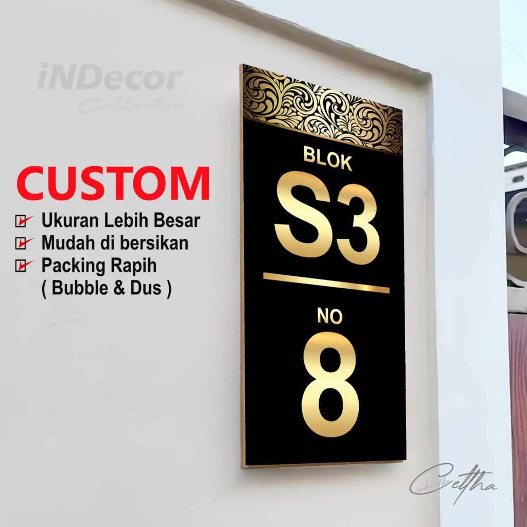 Cettha - No Rumah Custom Unik / No Komplek Plat Rumah Blok Komplek Rumah Hiasan Pintu Rumah