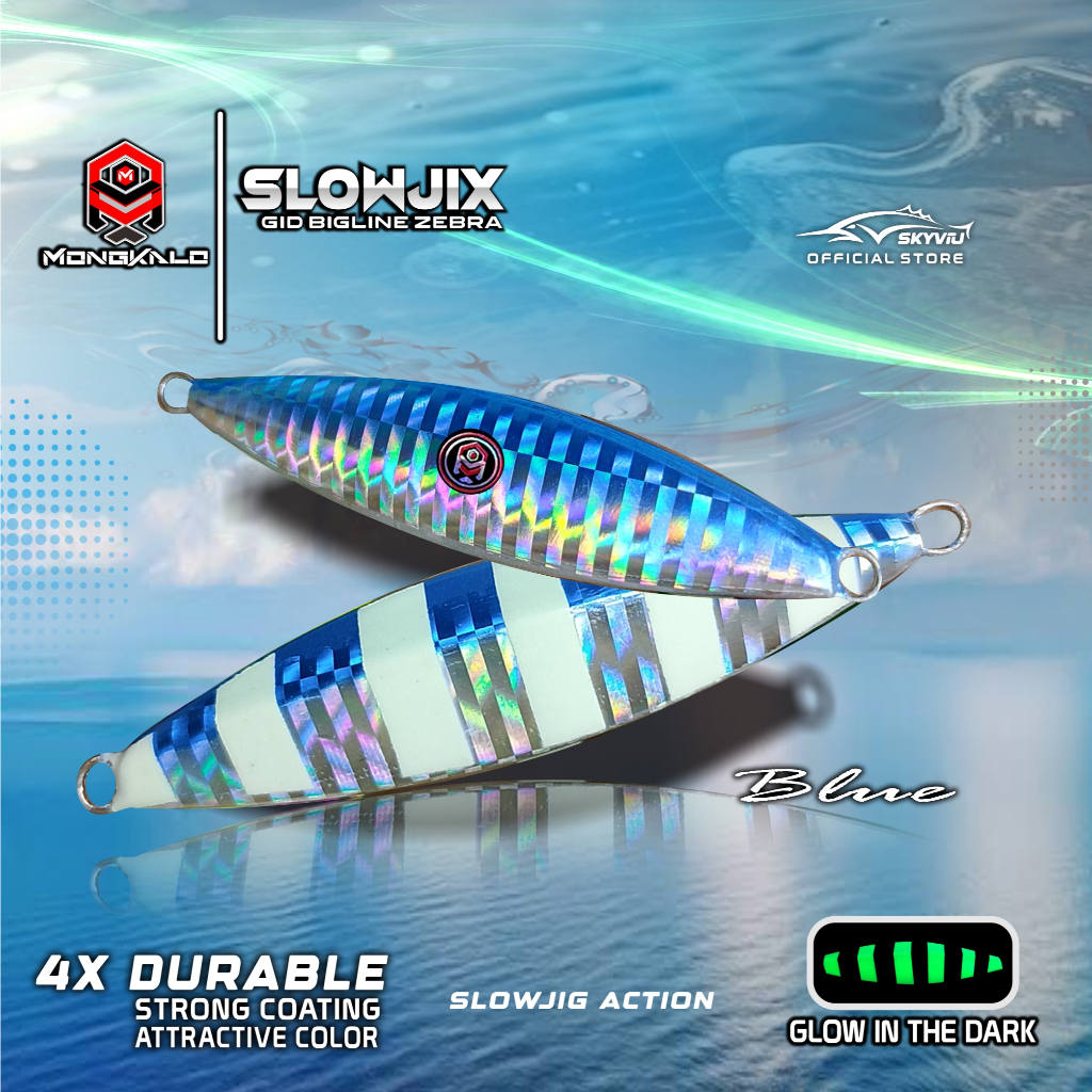 Mongkalo Slowjix Garis-Besar GID-Zebra noMotif Fluorescent 80 Biru