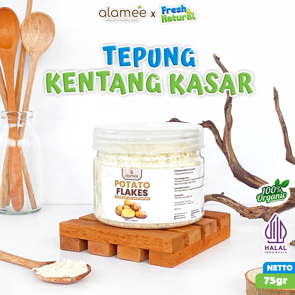 

ALAMEE Tepung Kentang Serpih Potato Flakes Premium Tepung Kentang Kasar PREMIUM 75gr fresh and natural