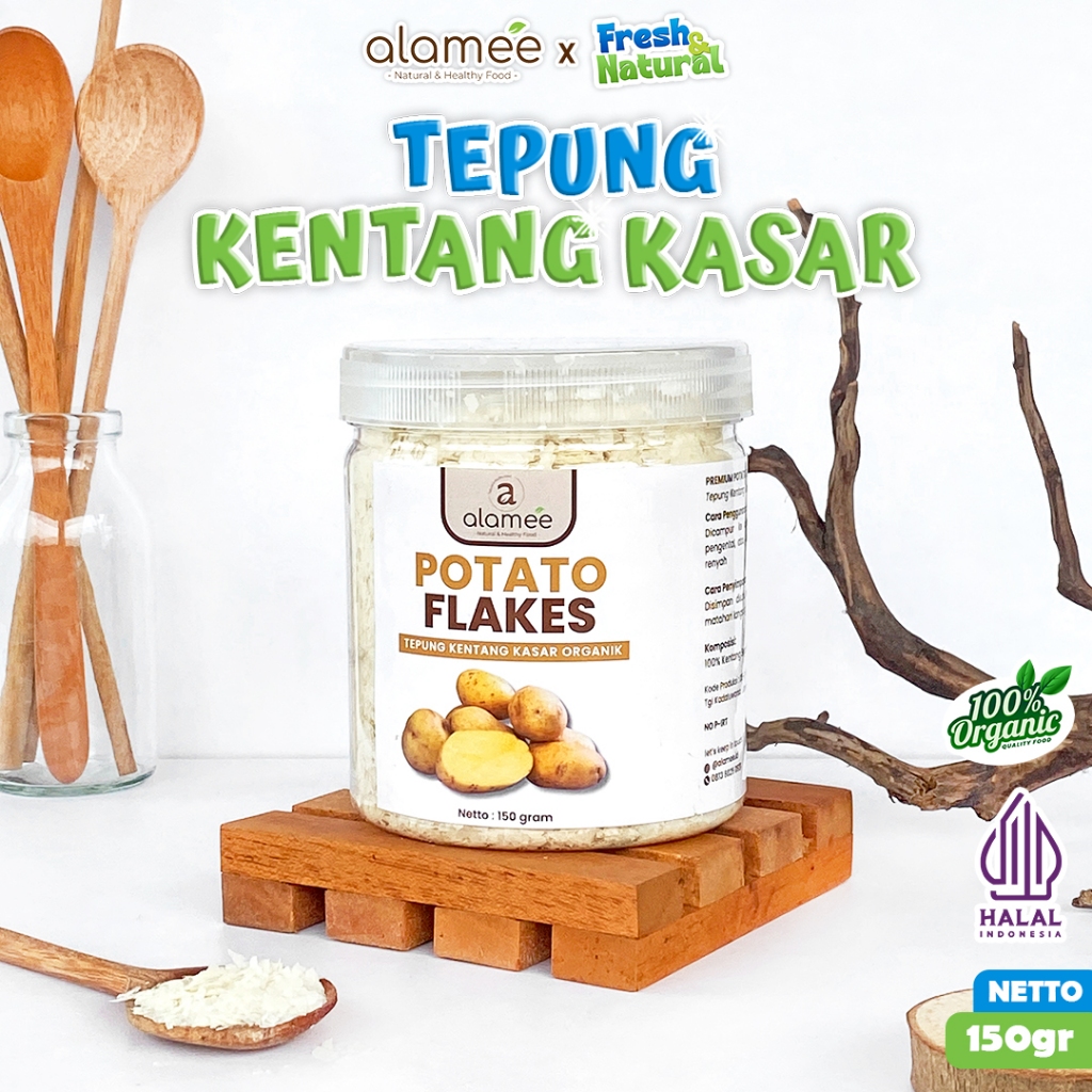 

ALAMEE Tepung Kentang Serpih Potato Flakes Premium Tepung Kentang Kasar PREMIUM 150gr fresh and natural