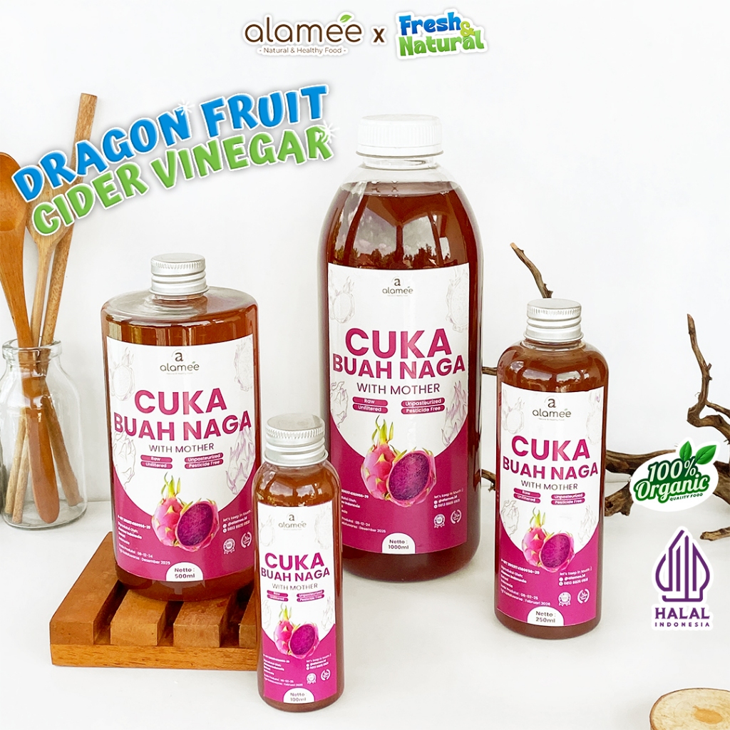 

ALAMEE Cuka Buah Naga Organik Original Dragon Fruit Cider Vinegar With Mother Fermentasi Probiotik fresh and natural