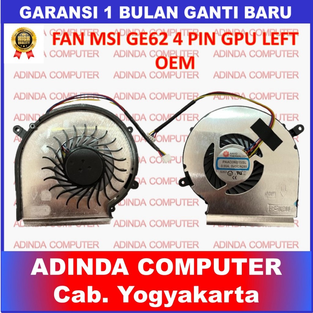 Kipas Cooling Fan MSI PE70 PE60 GP72 GP62 GL62 GL72 GE72 GE62 - 4 Pin GPU