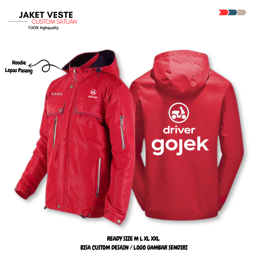 Jaket Gojek Parasut Wf Custom Jaket Pria Tebal Tahan Angin Custem Gojek