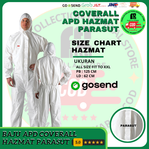 BAJU APD SURGICAL GOWN HAZMAT PARASUT ANTI AIR DAN DARAH BAHAN PARASUT TEBAL BISA DI CUCI KEMBALI WA