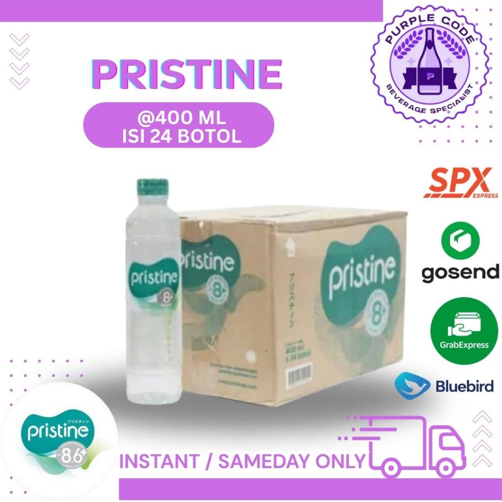 

(INSTANT READY) PRISTINE 400ml DUS Isi 24 BOTOL Per Karton - READY AQUA, LEMINERALE, CLEO, CRYSTALIN, VIT Air Minum Kemasan Botol Kardus