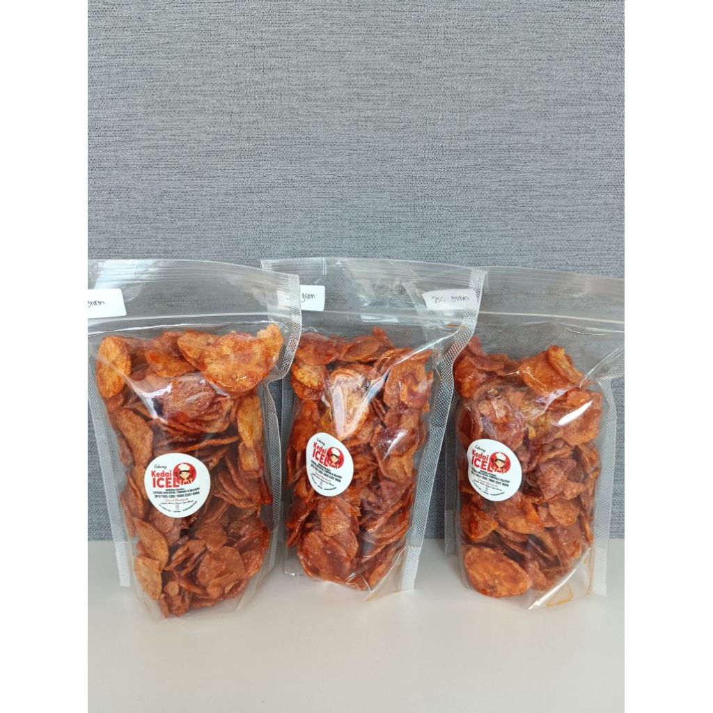 

Keripik Kentang Balado Gurih Pedas Manis 250 gram kentang bulat kering kriuk dan renyah cocok anak kost