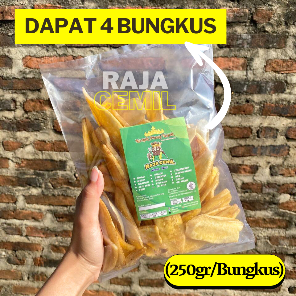 

Dapat 4 pcs total 1kg Keripik Pisang Kepok Rasa Original ASIN Rajacemil