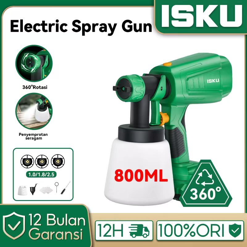 ISKU Alat cat Semprot listrik spraygun cordless 800W Min Electric SprayGun Baterai Kompresor mini ca