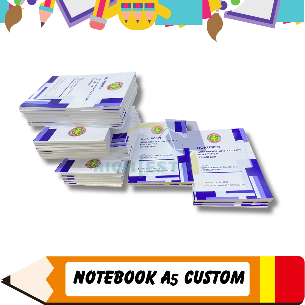 

[ 1 PCS ] Blocknote Custom A5 50 Lembar Notebook Custom Agenda Notebook Seminar Custom